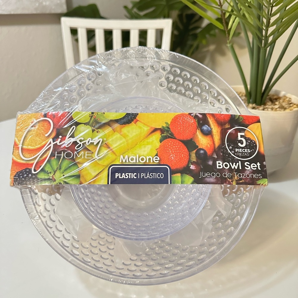 Gibson Home Malone Plastic Clear 5 Pieces BOWL SET